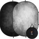 Kate 5x6.5ft(1.5x2m) Collapsible Backdrop Folded Microfiber Professional Grey and Black Double-Sided Pop up Collapsible Background for Photography