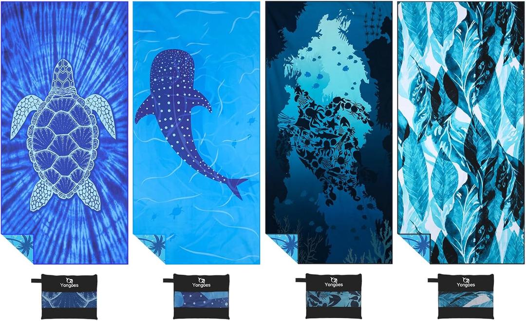 4 Pack Microfiber Lightweight Thin Beach Towel Sand Free Quick Dry Super Absorbent Large Towels for Swimming Pool Yoga Gym Travel Vacation Beach Accessories Essentials for Adults (X-Large (32x71 inches))