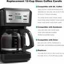 12-Cup Replacement Coffee Carafe Compatible with Mr. Coffee Coffee maker Pot, Replace Part# PLD12 PLD12-RB Series, Black Handle