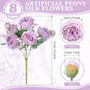 8 Bundles Artificial Peonies Flowers Boho Faux Flowers Arrangements Artificial Centerpiece Spring Bouquet Floral Wedding Decoration for Vase(Light Purple)