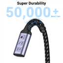 USB C Extension Cable 6.6FT (2 packs/240W/40Gbps/8K), Type C Extender Cables Fast Charging Male to Female Braided Data Cord, 60Hz Video Display Compatible with iPhone 16/PSVR2/MacBook/iPad/Magsafe