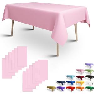FULDGAENR Pink Plastic Tablecloth, Disposable Table Cloths 54x108 Inch Size for 6-8 Foot Rectangle Table Indoor/Outdoor Parties Birthdays Weddings Anniversary - 1 Pack