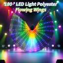 Light Up Fairy Wings for Girls, Rainbow Glowing Butterfly Wings Costume, Led Fairy Wings with Sticks for Christmas Halloween Party Carnival Costumes
