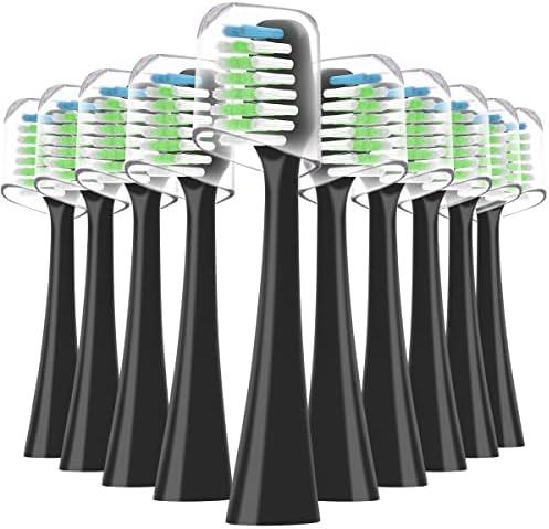 Compatible with Waterpik Complete Care 9.0 (CC-01), 5.0 (WP-862) Sonic Electric Toothbrush Replacement Brush Heads STRB-10WB, Soft Bristle, 9 Pack (Black)