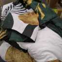 Nesker Comforter Set King Size, Green Boho Golden Leaves 3 Pcs Bedding for Kids and Adults, Mid Century Abstract Bed Sheet Sets with Fitted Sheet 2 Pillowcases & 2 Shams (Incomplete Set)