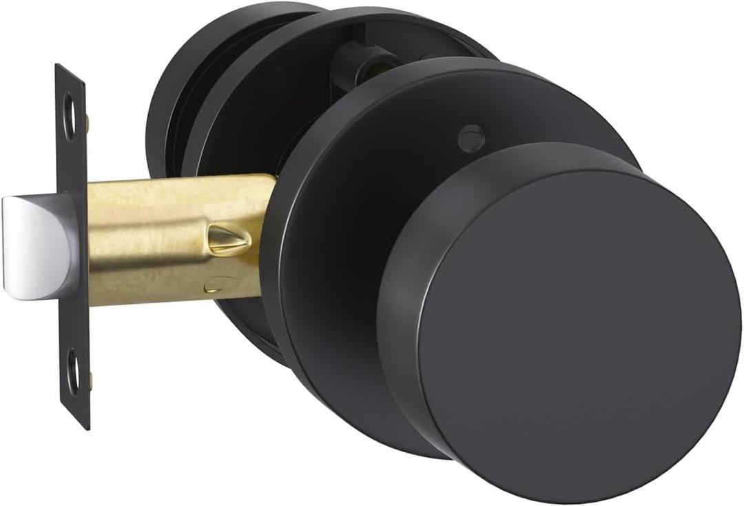 Goldenwarm Black Door Knobs Interior, Heavy Duty Zinc-Alloy Privacy Matte Black Interior Door Knobs, Indoor Doorknobs for Bedroom, Bathroom (1 Pack)