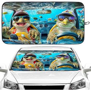 Sea Turtles Car Windshield Sun Shade Foldable Sunshade Front Window Cover Sun Visor Protector Accessories (59x27.5 inches)