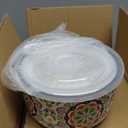 Ceramic Bowl with Lid: Microwave Safe Soup Containers Set of 4 for Meal Prep, Cereal, Salad, Picnic, Camping, Office Lunch, Kitchen Food Storage - 5 Inch, 20 oz, Design B