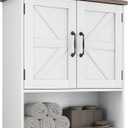 Bathroom Wall Cabinet with Barn Doors, Wall Mounted Bathroom Cabinet, Farmhouse Style, Adjustable Shelf, Wall Mounted Medicine Cabinets, White