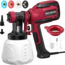 Paint Sprayer, HVLP Spray Gun with Cleaning & Blowing Joints, 4 Nozzle Sizes & 3 Spray Patterns, Easy to Clean, for Furniture, Cabinets, Decks, Walls, Doors, DIY Projects, etc.