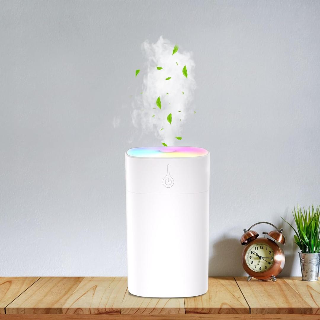 400ml Small Diffuser - Small Oil Diffuser for Desk, Portable Mini Humidifier Aromatherapy Diffusers with 2 Spray Modes, Waterless Auto-Off Essential Oil Diffusers with 7-Color Night Light for Bedroom