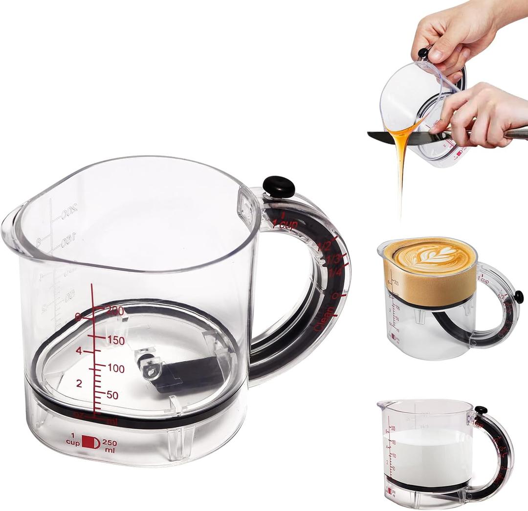 4-in-1 Adjustable Measuring Cup with Scraper-Style Seal Base, All in One Adjustable Measuring Cup, Multi Functional Measurings Cube Cups for Precise Cooking,Baking,Liquid Dry Ingredients Measurement