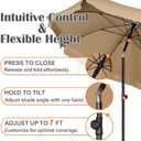 Blissun 6.5ft Patio Umbrella with Push Button Tilt & Height Adjustable, UV50+ Sun Protection with Sturdy Fiberglass Ribs & Iron Pole, Market Umbrella for Outdoor Table Garden Backyard Beach, Tan
