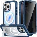360 Protection Magnetic for iPhone 16 Pro Case Built-in 9H Privacy Screen Protector & Metal Stand[Fit for Magsafe][Anti-Spy][Lens Protector] Heavy Duty Shockproof Phone Case for iPhone 16 Pro