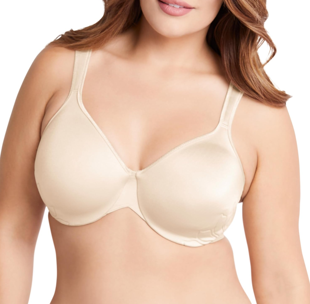 Bali Live It Up Underwire Bra, Seamless Shapewear Bra with Cushioned Straps, Full-Coverage T-Shirt Bra for Everyday Wear 34DD