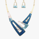 SFE Irregular Enamel Triangle Shape shell Collar Bib Bohemian Boho Statement Necklace Earrings Fashion Costume Jewelry Set for Women