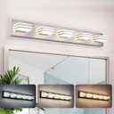 LED Wall Brushed Nickel Vanity Lights for Bathroom Light Fixtures 30W Adjust 3 Colors Modern Bath Ligting Over Mirror LED Vanity Light (5-Light, 34inch)
