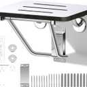 18" Foldable Wall Mounted Fold Down Shower Seat, ADA Compliant Folding Shower Bench with Phenolic Resin Surface No Peeling No Cracking, Triangular Stainless Steel Frame, 420lbs Capacit