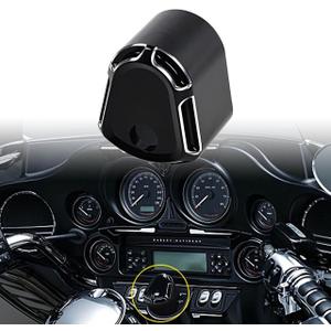 KATUR CNC Ignition Switch Cover Motorcycle CNC Accessory Edge Cut Billet Aluminum Compatible with Har Ley Touring Street Road Glide 2007-2013(Black)