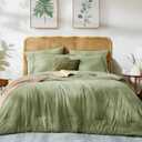 WRENSONGE Queen Comforter Set - 7 Pieces Sage Green Soft Bed in a Bag Queen with Fitted Sheet, Flat Sheet, 2 Pillow Shams, and 2 Pillowcases- Queen Bedding Sets for All Season