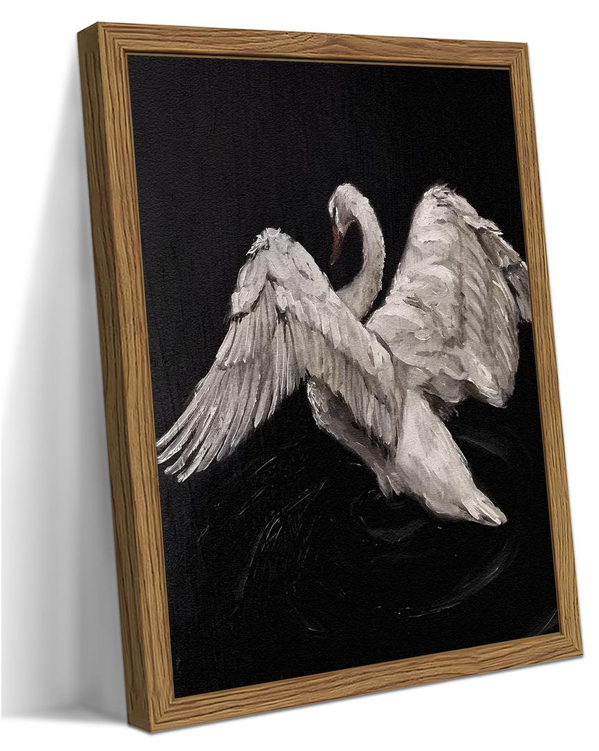 Framed Black and White Swan Wall Art Vintage Aesthetics Art Retro Picture Print with Wood Frame Dark Academia Moody Painting Wall Decor for Bedroom Livingroom 16x24 Inch