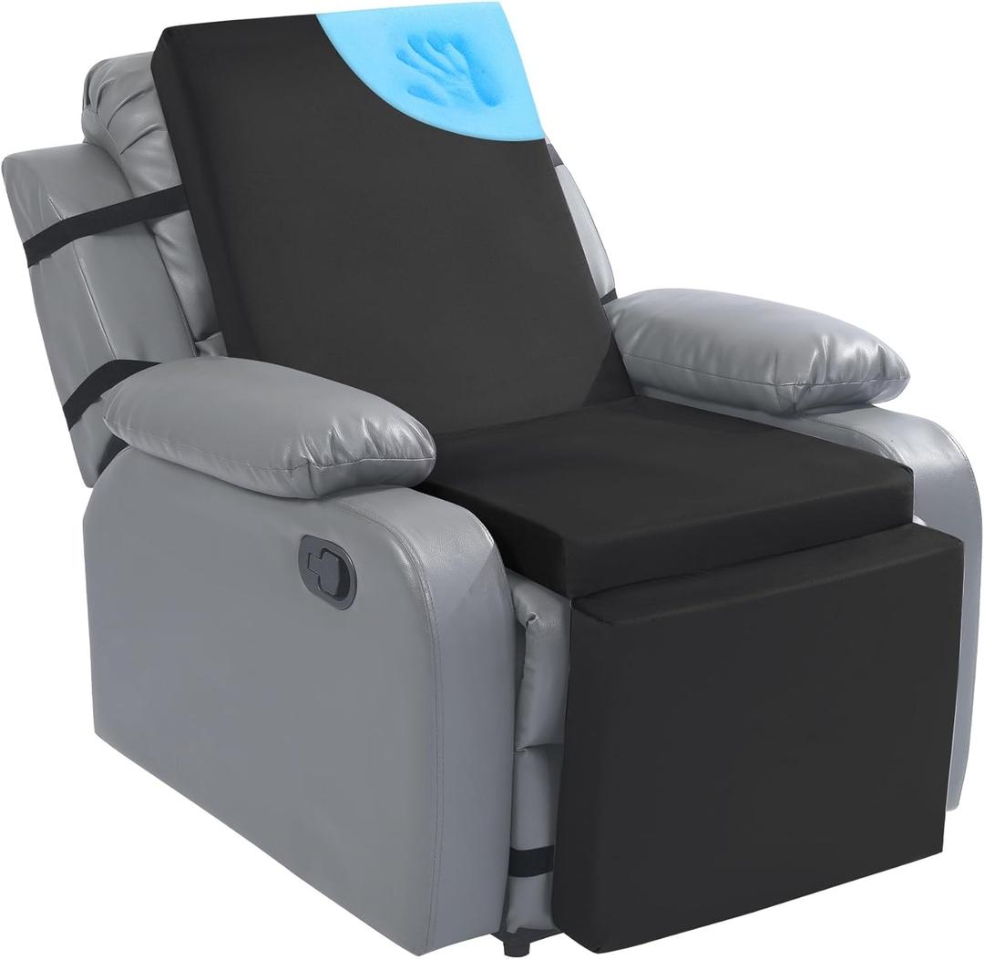 ROYALAY Extra Large Recliner Cushions for Elderly, Memory Foam Recliner Chair Cushion with Back Relief, Supportive Cushion for Recliner Chair with Washable Cover for Elderly, Black