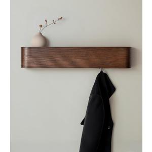 Wall-Mounted Coat Rack 'Toke' - Modern Design Coat Rack with Hidden Wall Hooks - Solid Wood Veneer Panel Coat Hanger - Oak, Dark