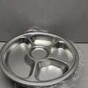 2 Set Shrimp Cocktail Serving Dish 11 Inch Stainless Steel Dip Chiller Serving Bowl, 2 5-Section Chilled Food Trays 2 Round Plate with Handle for Dinner Buffet Seafood Oysters Crawfish Veggie Fruit