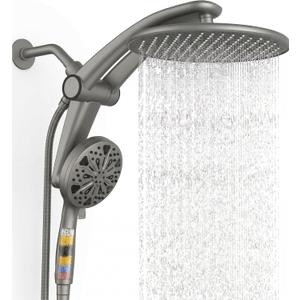 Razime 12''Rainfall Shower Head with Handheld Combo High Pressure 8+2 MODE built-in power wash, Stainless Steel Chrome Showerhead with 11'' Extension Arm Height/Angle Adjustable with Holder&60"Hose
