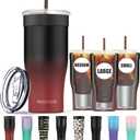 Universal Iced Coffee Sleeve - Upgraded Double Wall Reusable Stainless Steel Holder Sleeves Insulator for Cold Drinks Fits Starbucks Dunkin Donuts McDonalds Small Medium Large Cup (Dark Flame)