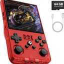 R36MAX Retro Gaming Console, 4.0 Inch Handheld Game Console with 64GB Classic Video Games Inchluded,Support 30+ Simulators,Hand Held Game Console for Christmas (Red)