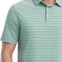 M MAELREG Mens Striped Golf Shirts Short Sleeve Silk-Like Touch Water-Resistant Breathable Soft Collared Polo Shirts for Men (Green, S)