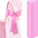 Satin Chair Sashes Ties 50 Pack Chair Ribbons Bows Chair Cover Bands Ties for Wedding Banquet Party Christmas Baby Shower Banquet Events Decoration (Pink)