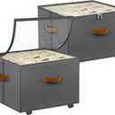 Shoe Organizer for Closet, 2 Pack Shoe Storage Organizer with Wheels and Adjustable Dividers, Stackable Shoe Storage Box with Clear Cover, Closet Shoe Organizer Fits up to 16-32 Pairs, Gray