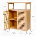 Bamboo Storage Cabinet with Doors, Floor Freestanding Cabinet with Shelves for Bathroom, Kitchen, Living Room