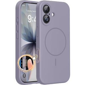 Miracase Magnetic for iPhone 17 Case, Compatible with MagSafe, Integrated Silicone Camera Control Cover, 3.0mm Thicken Shockproof Drop Protection Phone Case for 17,Lavender Gray