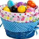 JOYIN 3 Pcs Easter Bamboo Baskets with Polka Dots Lining and Handle, Woven Easter Eggs Hunting Bucket, Wicker Candy Toys Storage Baskets for Picnic, Gift Packing, Party Favors Decorations(10" X 12")