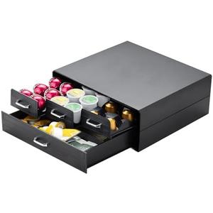 K Cup Holder Drawer 66/88 Pods Capacity, Four Drawers Design for Nespresso Pods Holder, Coffee Pod Holder Compatible With Keurig Pod Organizer&Nespresso/K-Cup/Vertuo Pod Holder, Black