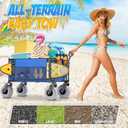 Beach Wagon with Big Wheels for Sand, 350lbs Heavy Duty Folding Wagon, Oversized 180L, 9" PVC All-Terrain Wheels, Adjustable Handle, Cooler & Storage Bags for Beach, Camping, Garden & Outdoor Sports