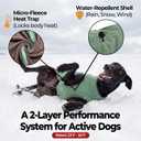 Dog Winter Vest with Fur-Safe Buckle (No Hook & Loop), Water-Repellent Fleece Lined Jacket, 360 Reflective, Leash Hole & Leg Straps, Adjustable for Hiking & Active Dogs (Green, Small)