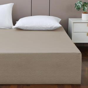 Full Bed Skirt-Box Spring Cover with 14 Inch Tailored Drop,Wrinkle and Fade Resistant Hotel Wrap Around Bed Skirts,Bed Frame Cover (Wave Pattern Light Khaki, Full)