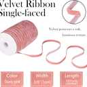 Pink Velvet Ribbon 3/8'' 100 Yards Velvet Fabric Vintage Ribbon for Christmas Tree, Gift Wrapping, Flower Bouquet, Wreath Decorations, Bow Making (Pink, 3/8"-100 Yard)