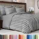 Duvet Cover King Size Set - Extra Soft King Duvet Cover 104" x 90" with 2 Pillow Shams - Hotel Luxury, Easy Care & Fade Free with Zipper Closures and Ties - Comfy, Cozy and Breathable (Grey Stripes) (45 - Grey Stripes 3 (No Comforter))