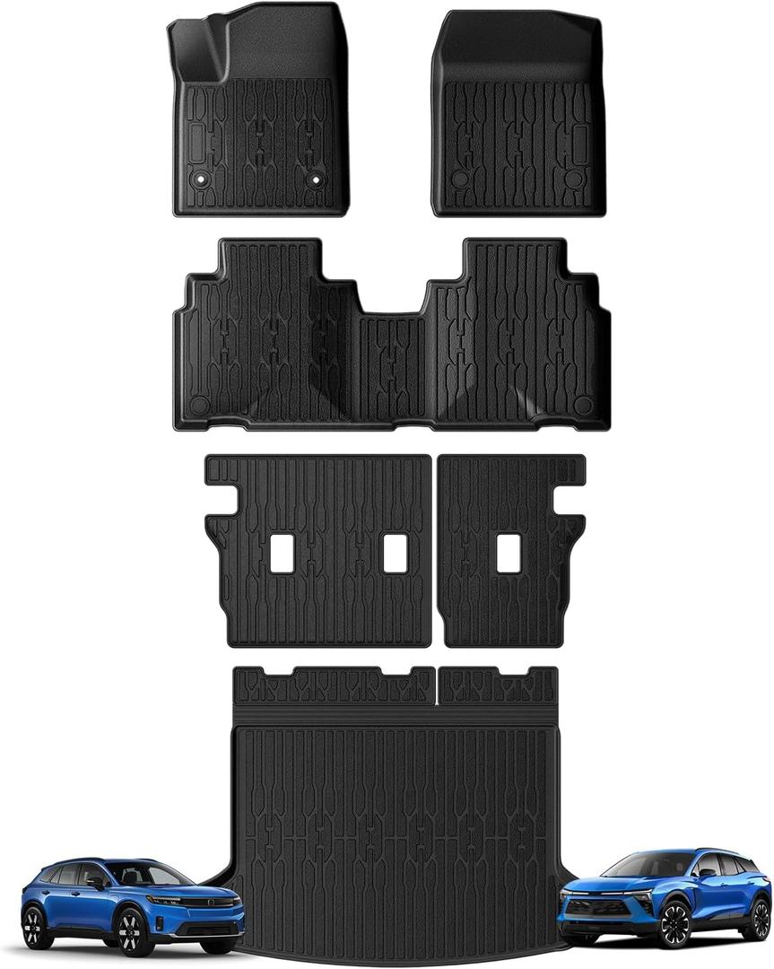 BestEvMod All-Weather Vehicle Mat Compatible with Chevrolet Blazer EV/Honda Prologue 2026 2025 2024 TPE Anti-Slip 3D Pattern Waterproof Non-Slip Cargo Liners(Floor Mats + Trunk Mat + Seat Covers)