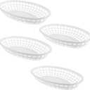 8 Pack Oval Fast Food Baskets Plastic Oval Basket Small Fruit Bread Basket Bin Food Serving Tray for Sandwiches, Burgers, Nachos, Fries, Hot Corn Dogs Food Serving Storage Display Decor