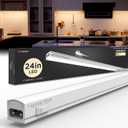 Under Cabinet Lighting Plug in 24in 1Pack AC120V 3CCT 3000/4000/5000K, Super Bright,Linkable Under Counter Lights for Kitchen, Ultra Slim LED Cabinet Light,ETL White
