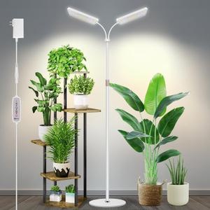 Wiaxulay Grow Lights for Indoor Plants, 306 LED Full Spectrum Plant Light with Stand, Height Adjustable 24-68 in for Growing Large Tall Plants, 4/8/12/16H Timer,3 Lighting Modes,5 Brightness (2 Heads)