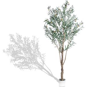Olive Trees Artificial Indoor,7FT Tall Faux Olive Tree with Lush Leaves and Lifelike Fruits, Artificial Plants in Sturdy Pot for Indoor Home Office Living Room Decor