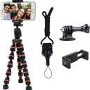 Linkcool Octopus Tripod with Wireless Remote Holder Mount for iPhone, iPad, DSLR, GoPro & Action Cameras, Portable Travel Tabletop Stand (Red)