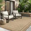 MontVoo-Outdoor Rug-Patio Rug 6x9 Polypropylene Indoor Outdoor Rugs Outdoor Carpet for Patio Deck Balcony Porch, Textured Weave, Durable for High Traffic, Fade-Resistant, Boho Farmhouse Neutral Brown